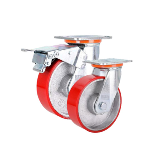 HAWK PRO Heavy-Duty Red PU Swivel Caster Wheel (HD Wheel Series)
