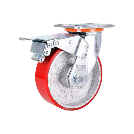 HAWK PRO Heavy-Duty Red PU Swivel Caster Wheel (HD Wheel Series) - Image 3
