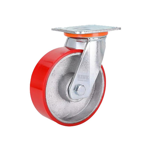 HAWK PRO Heavy-Duty Red PU Swivel Caster Wheel (HD Wheel Series) - Image 2