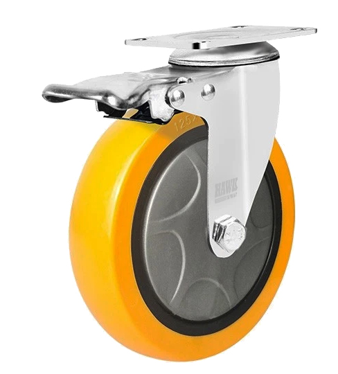 HAWK PRO Heavy-Duty Yellow PU Swivel Caster Wheel