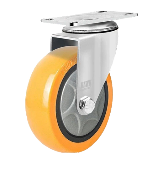HAWK PRO Heavy-Duty Yellow PU Swivel Caster Wheel - Image 2